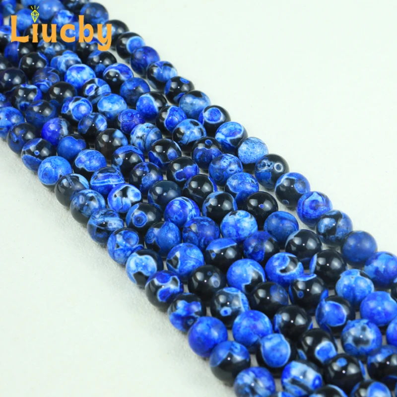 Deep Blue Fire Agate Natural Stone Handmade Beads For Jewelry Making DIY Women's earrings Accessories 15