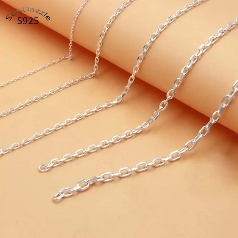 Genuine Real Pure Solid 925 Sterling Silver Cross Chain O Shape Wire Line Chains Necklace Bracelet Jewelry Making 0.9mm image 2