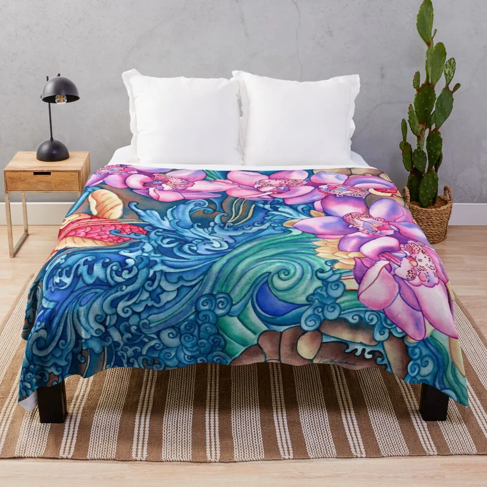 

Orchid Splash Throw Blanket extra large throw blanket heavy blanket