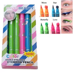 12Pcs/set Eyeliners Stamp 4in1 Stars Butterflies Hearts Moon Colorful Face Stamps Makeup Eyeliner Eye Stamp Liners Tool Set