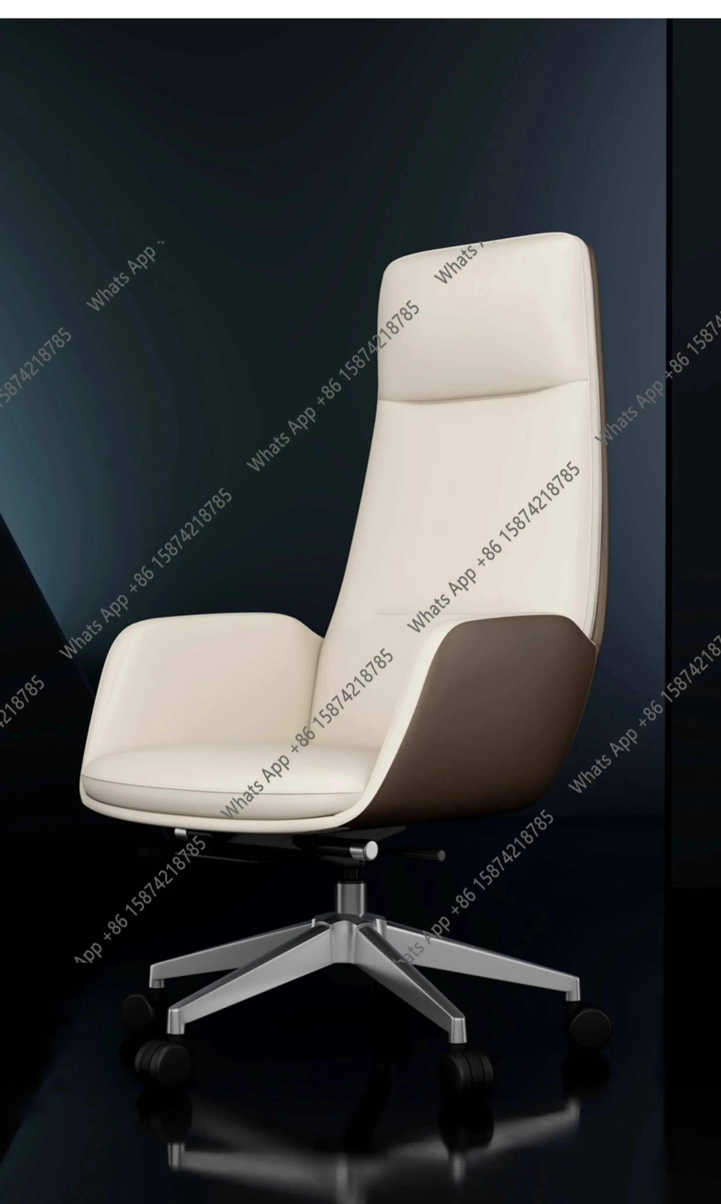 V-Italian light luxury leather boss chair comfortable computer office chair cowhide president general manager rotating chair
