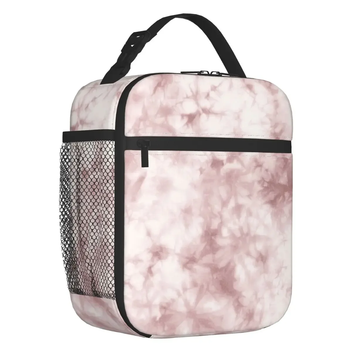 Peachy Pink Boho Tie Dye Pattern Thermal Insulated Lunch Bag Women Lunch Tote for School Office Outdoor Multifunction Food Box