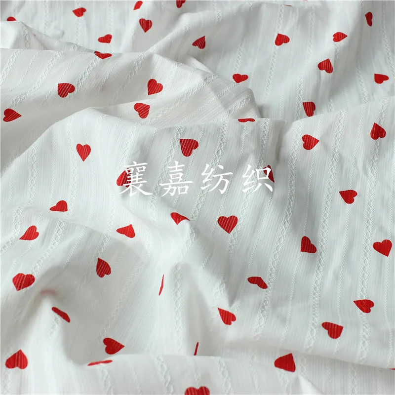 150x50cm White Heart Cloth Cotton Jacquard Fabric, Idyllic Minimalist Women\'s Shirt Skirt Children\'s ing