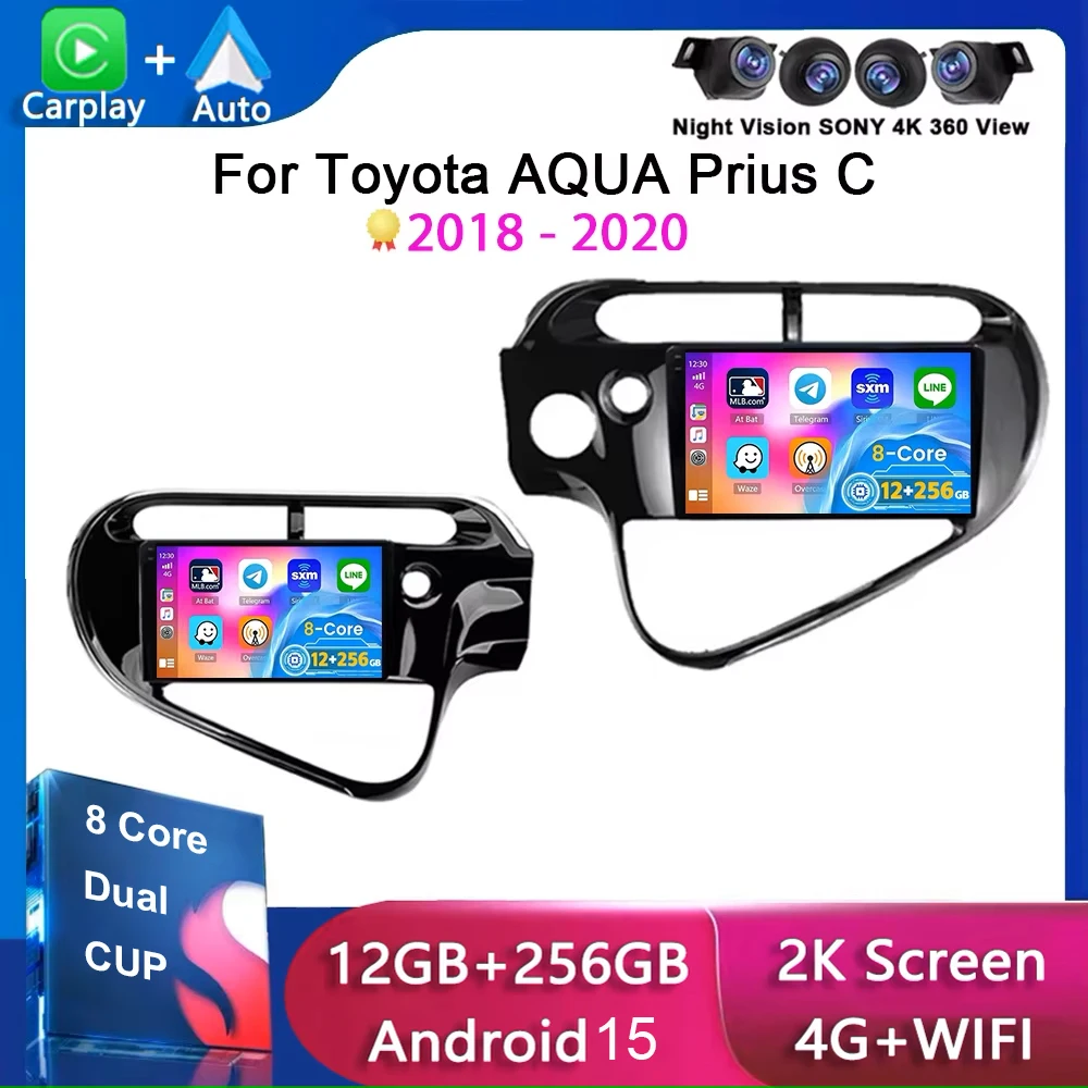 

Android 15 Carplay авто автомобильный радиоприемник мультимедийный плеер для Toyota AQUA Prius C 2018 2019 2020 авторадио GPS стерео 2din головное устройство