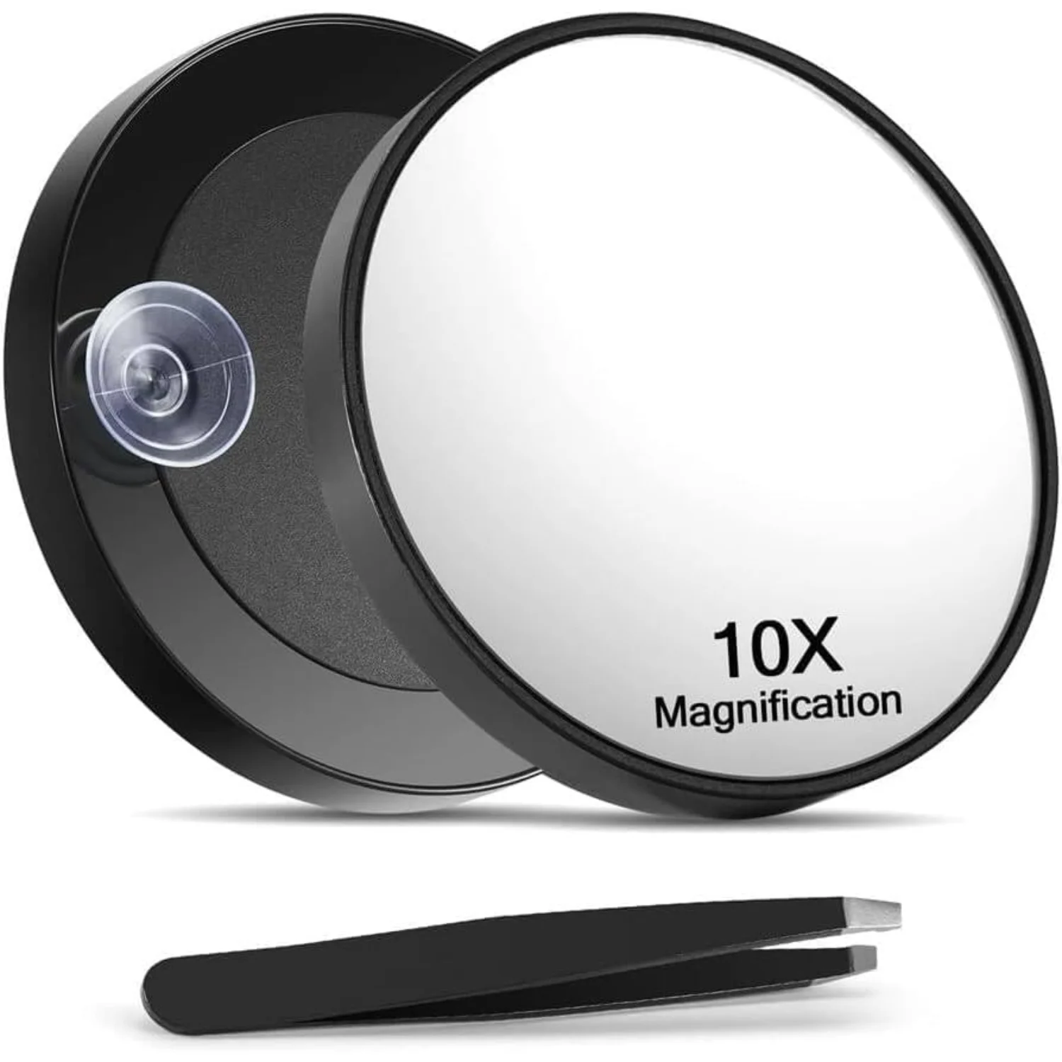 10x Magnifying  with Tweezers Magnified Makeup  with 2 Suction Cups for Personal Care and Travel