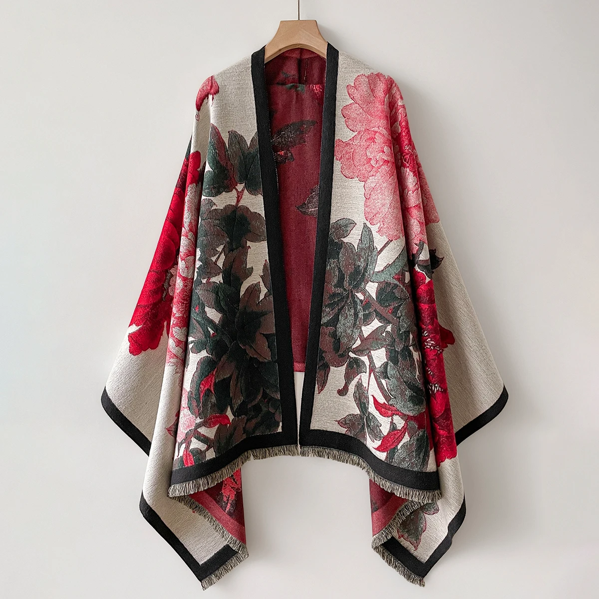 Luxury Warm Poncho Cashmere Winter Women Scarf Floral Jacquard Shawl Wraps Female Thick Pashmina Blanket Bufanda Travel Echarpe image 4