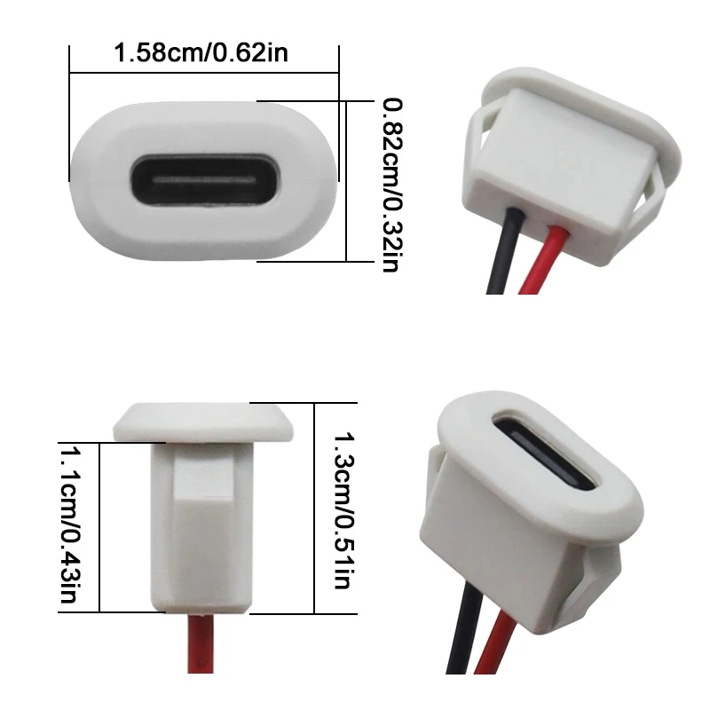 2 4 6 Pin USB-C Type Waterproof USB Connector Direct compression female base Female Socket Charging Interface With Welding Wire