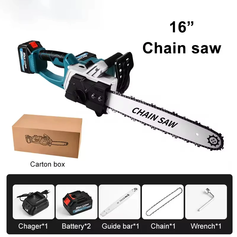 16 inch handheld brushless cordless chainsaw 21V rechargeable lithium battery powered handheld chainsaw