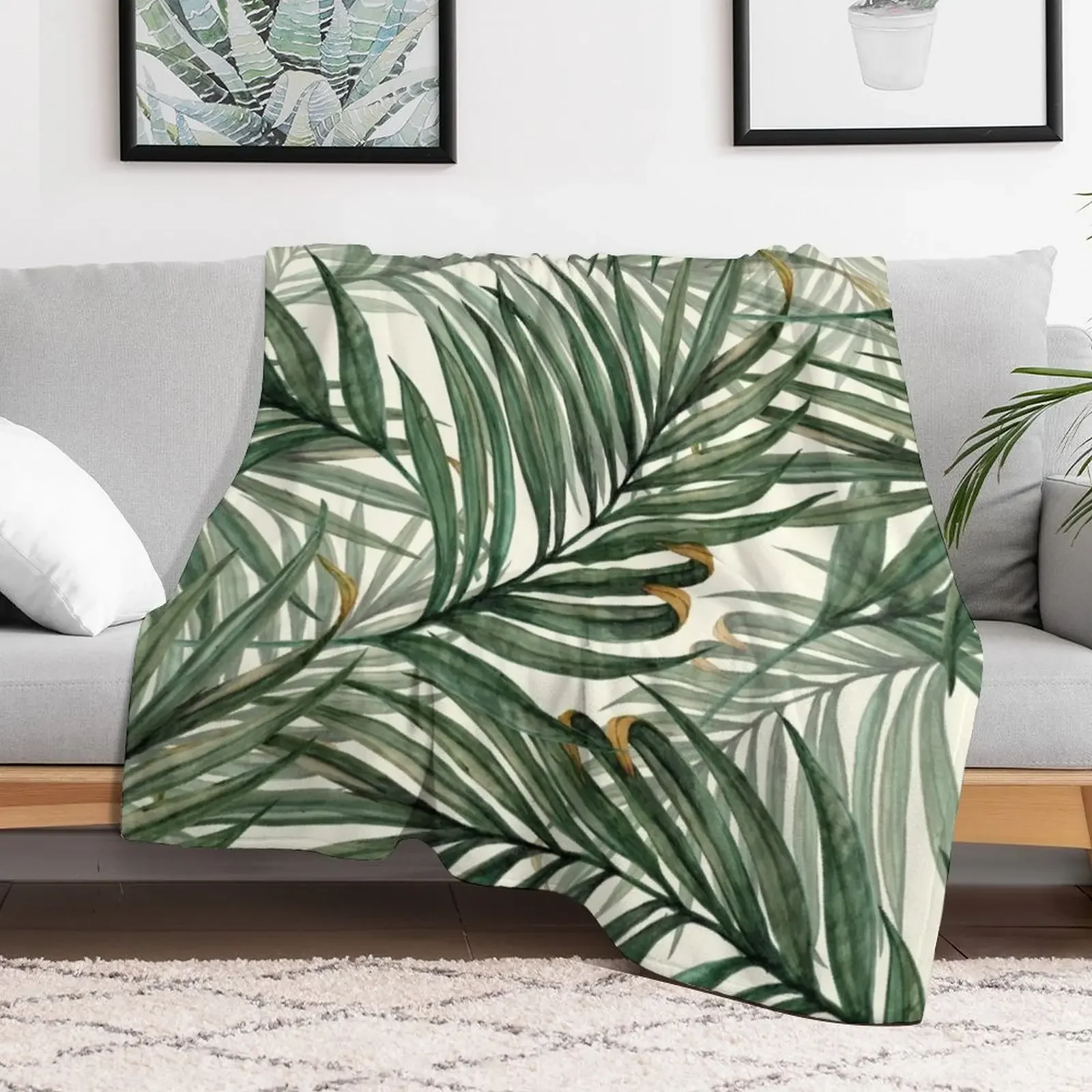 Palm Leaves Throw Blanket Stylish Warm Blanket for Living Room Bedroom