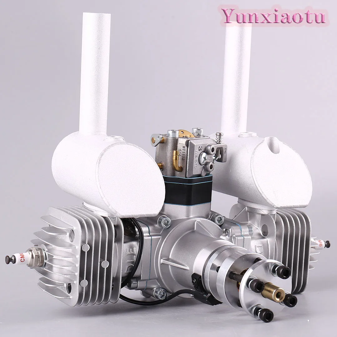DLE60 60CC Twin Cylinder Gas Engine 7HP Horizontal Opposed Two Stroke for RC Fixed Wing Airplane with Walbro Carburetor