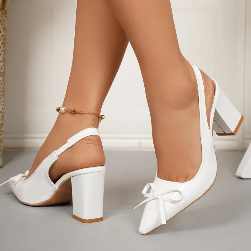 Bow Baotou Sandals 2025 Fashion Summer New Pointed Toe High Heels Single Shoes image 2