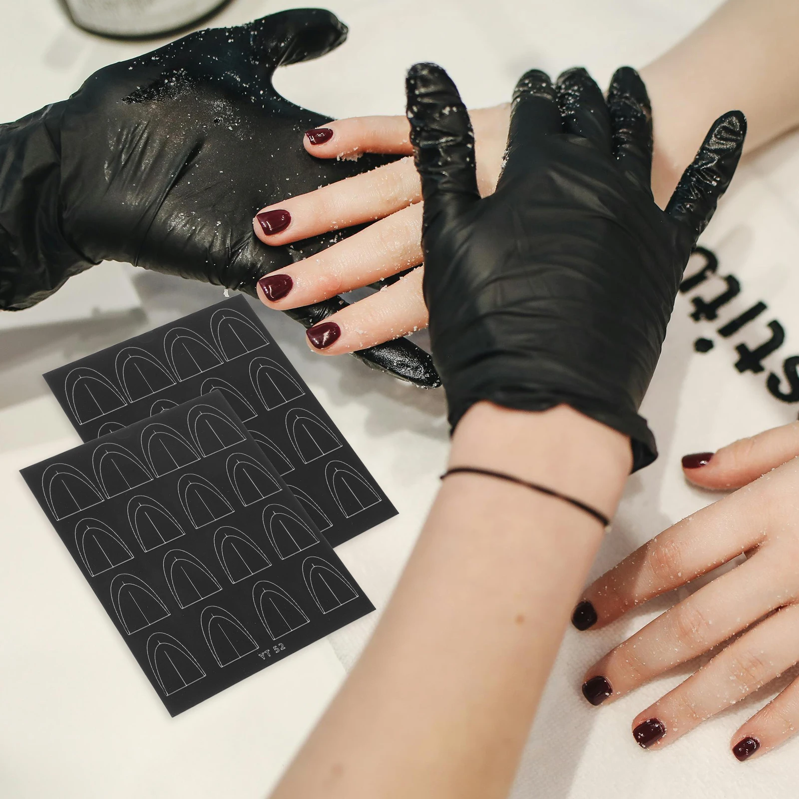 5 hojas de pegatinas autoadhesivas de punta francesa, guías artísticas, calcomanías para manicura, fácil aplicación, diseño preciso, plantillas de decoración en V profundo