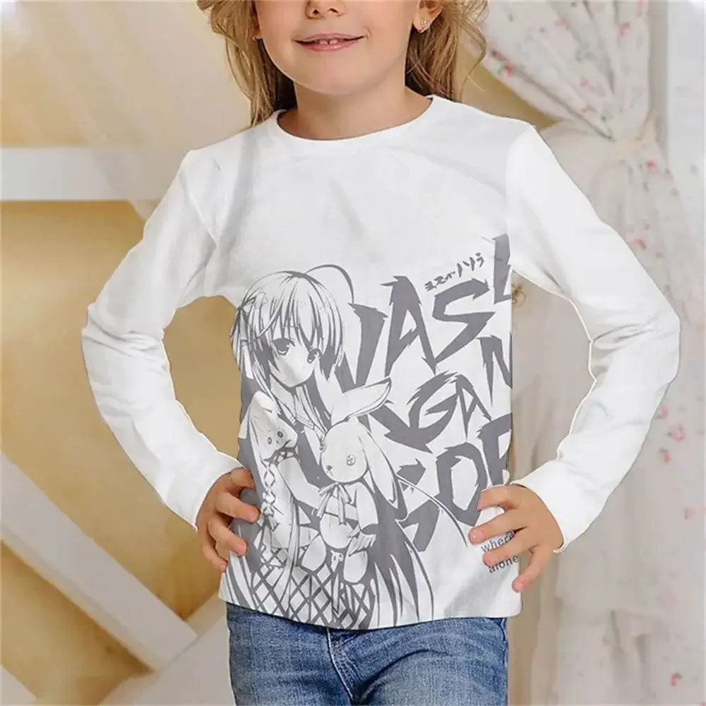 T-shirt long à col rond pour enfants, impression 3D, anime, Yosuga, No Sora, garçons, filles, dessins animés Kawaii, mode décontractée, vêtements en Y