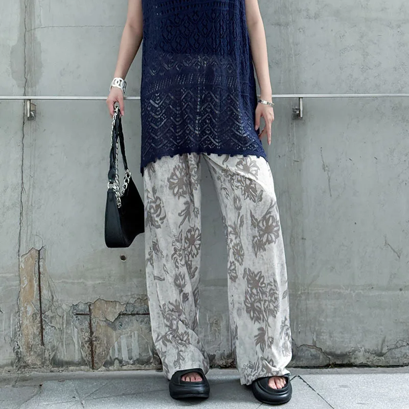 Retro spodnie damskie z wysokim stanem, prostymi nogawkami i szerokimi nogawkami, na lato, luźne i dopasowane, uniwersalne i swobodne spodnie codzienne.