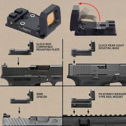 Tactical RMR VISM Flip Up Red Dot Sight Collimator 1913 Mount For Glock 17 Airsoft Weapons Riflescope 20mm Rail Scope