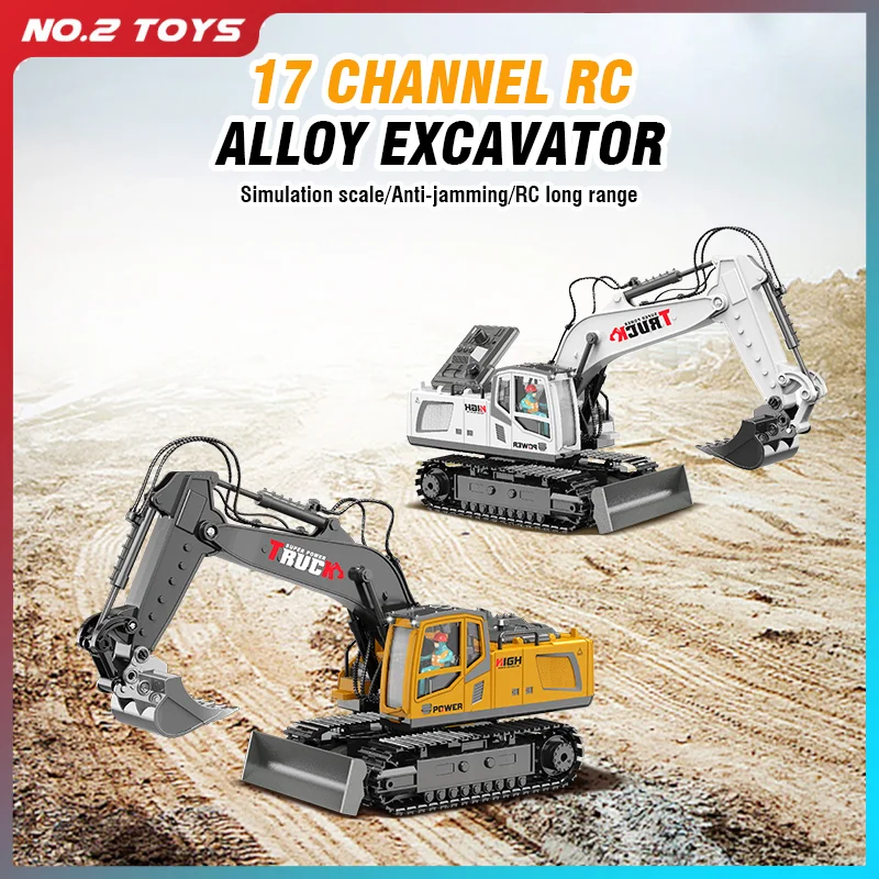 Multifunction Remote Control Excavator Engineering Vehicle 17 Channel Simulation Alloy RC Excavators Truck Toy Car Children Toys