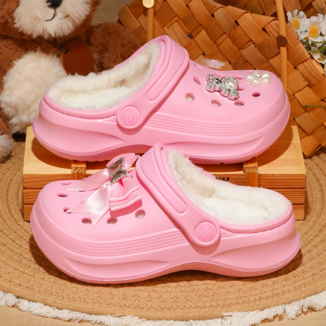 Kinder-Clogs und -Mules mit Fellfutter, leichte Garten-Schuhe mit Baumwollfutter, warme Hausschuhe für Jungen, Mädchen und Kleinkinder, 168. – Detail 11