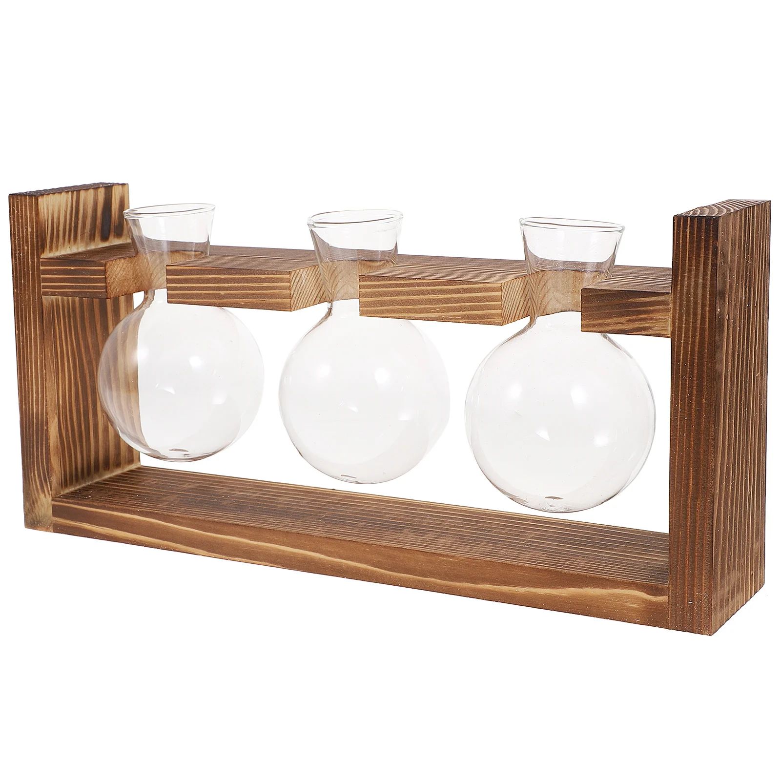 

1Set Hydroponic Flower Vase Wooden Glass Planter Unique Design Table Decoration Indoor Home Office Decor Table Decoration