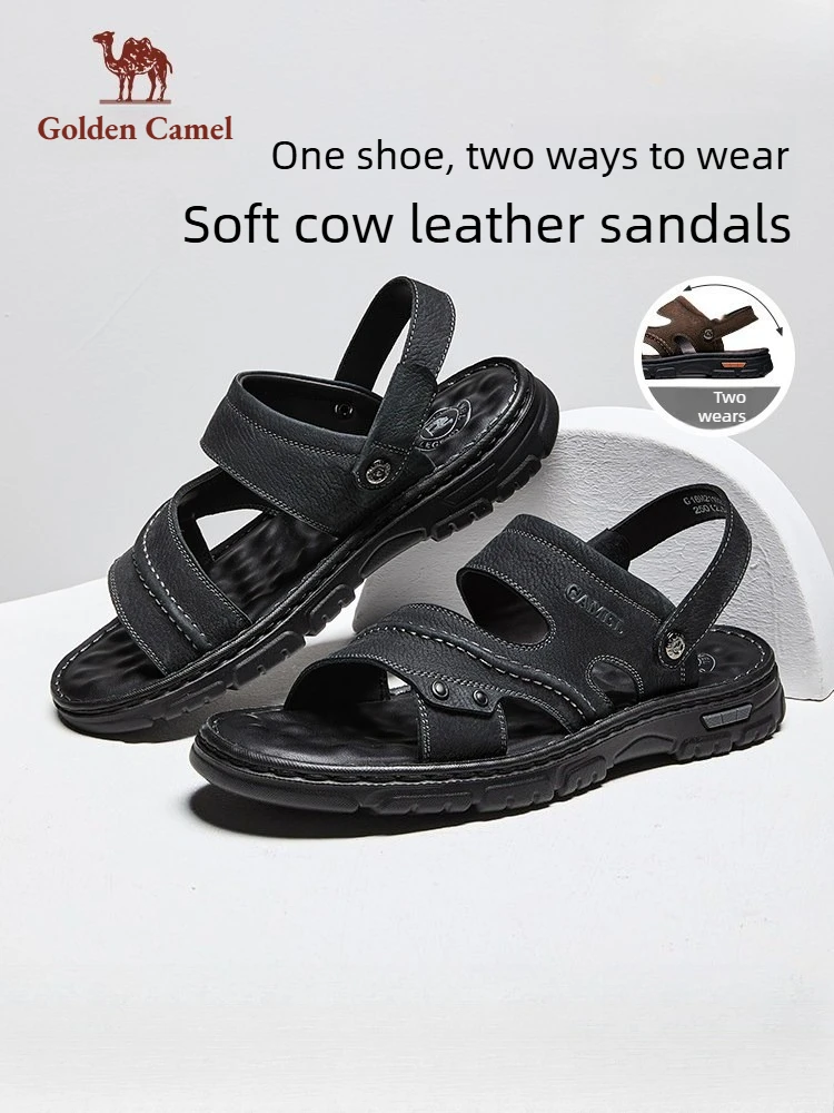 

Golden Camel Summer Outdoor Sandals for Men's Genuine Leather Men Casual Water Beach Sandals Camping Climbing Aqua Hiking Shoes