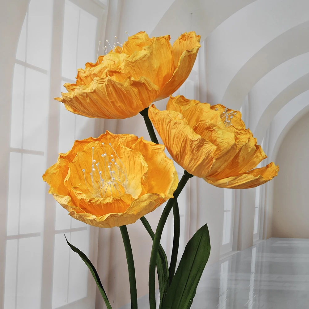 3-teiliges Set Riesige Blumen Mohnblumen Papierblumenkopf Hochzeitswegführung Blumendekoration für Events Party Kulisse Bühne Schaufensterdekoration Mohnblumen – Detail 2