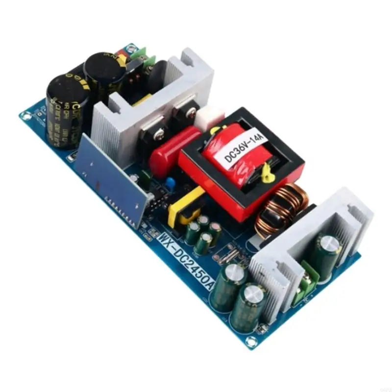 Q6PA 36V 14A Power Supply Module with 500W Power, Exposed Board Layout, Screw Wiring Ports, Visible Heat Sinks and Corner