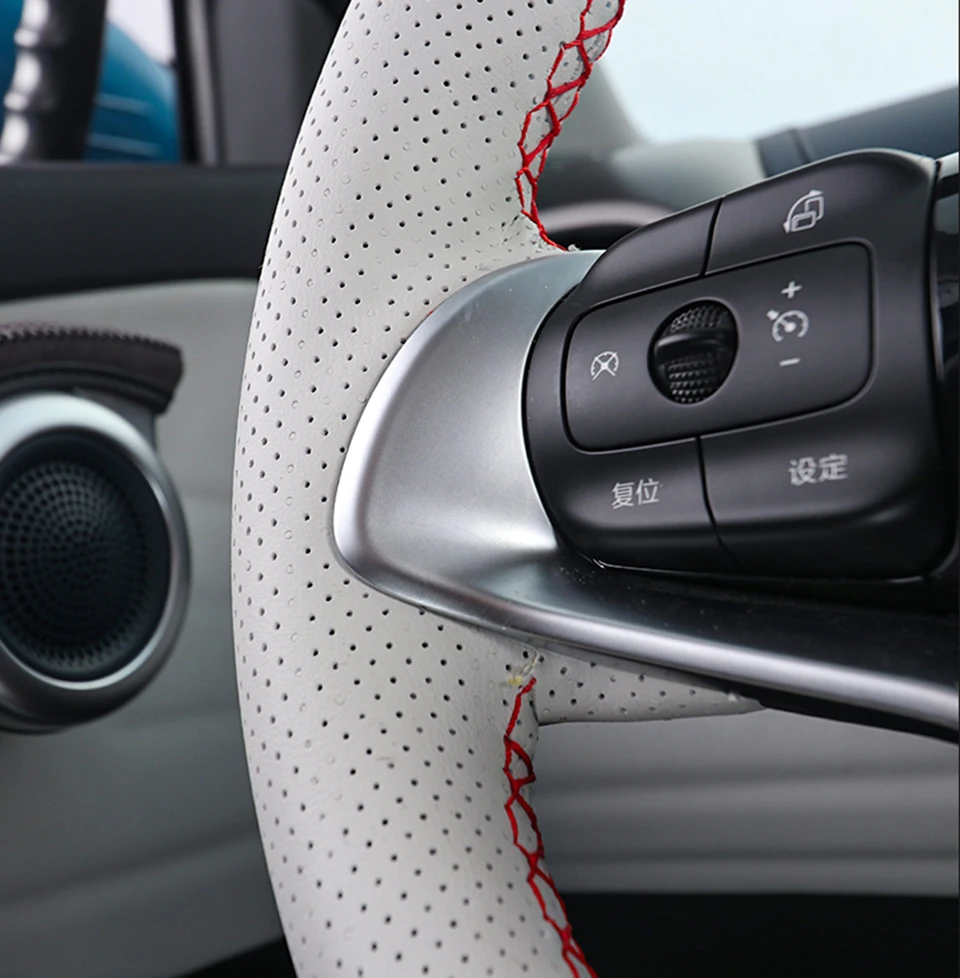 For BYD Atto 3 Yuan Plus Hand stitched Black non-slip Leather Steering Wheel Cover Interior Accessories