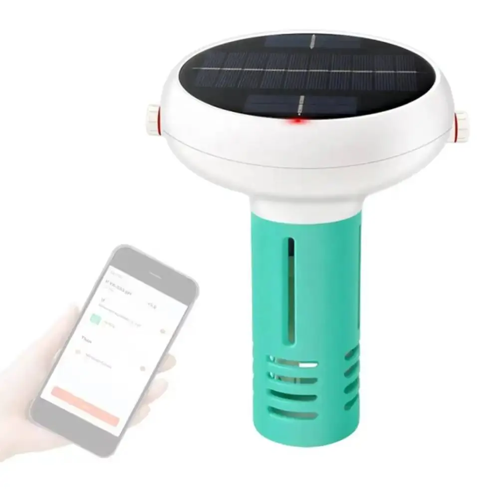 PH/ORP/EC/Temp/CL/Salt Intelligentes Chlormessgerät Schwimmendes wasserdichtes Design Solar- und USB-Aufladung Wasserqualitätstester WiFi