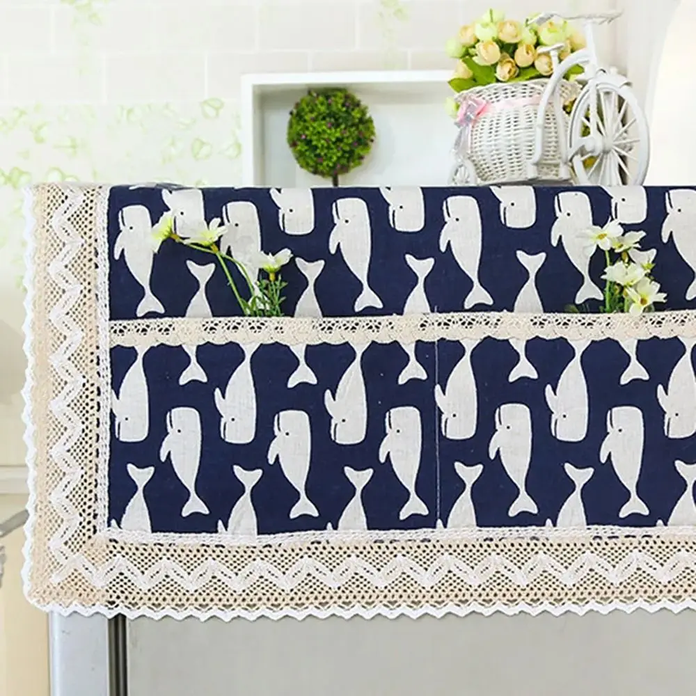 1Pcs New 55x120cm Refrigerator Dust Cover Cotton Linen Dustproof Fridge Protection Cover with Storage Bag Washing Machine Towel