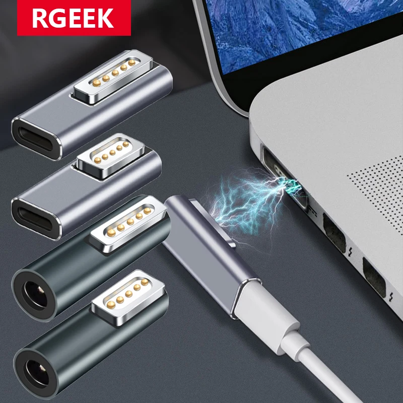 RGEEK Magnetic Type C DC 5521 PD Adapter for Magsafe1 Magsafe 2 MacBook Pro 5A Fast Charging USB C Female Magnet Plug Converter