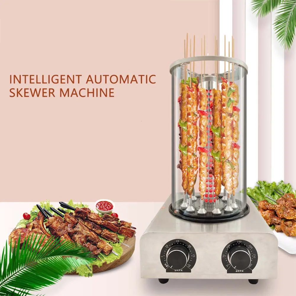 Commercial stainless steel temperature controlled and timed electric barbecue oven smokeless automatic skewer machine