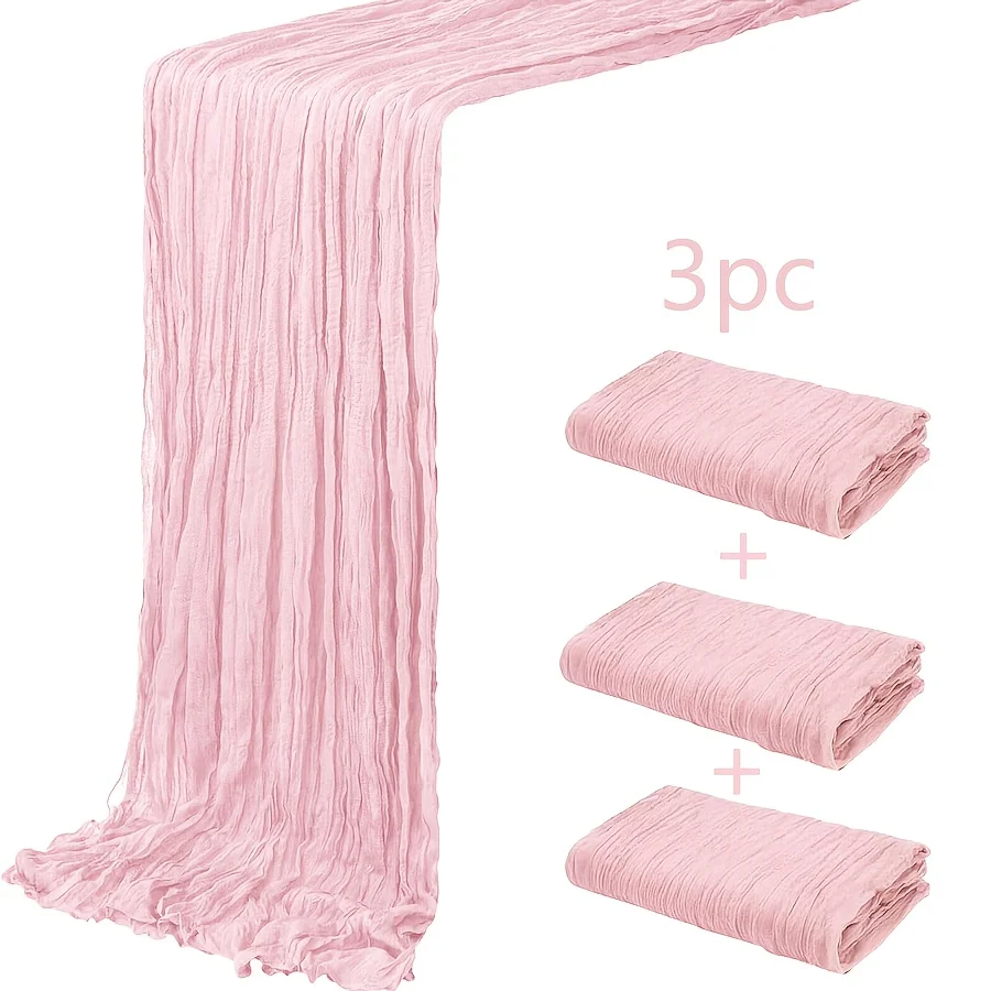 1/3PCS Pink Table Flags, Cheese Cloth Tablecloth, Romantic Chiffon Tablecloth, Suitable for Wedding Parties, Bridal Showers