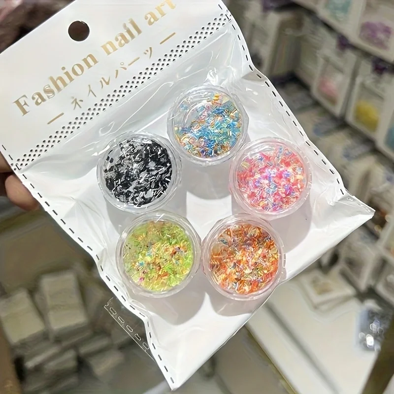 Arte de uñas con cielo estrellado de color dopamina: diseño de lentejuelas de color caramelo, decoración vibrante para decoración de uñas DIY en verano japonés y coreano