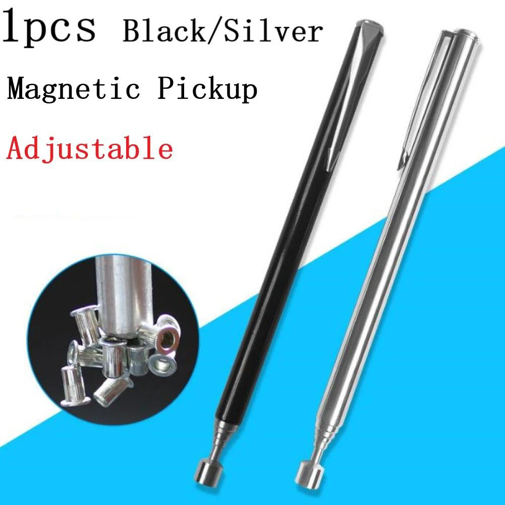 1pc Portable Long Retractable Strong Magnetic Pick Up Rod Tool12.5-65CM Stainless Steel Electroplating Pen Hanging Type