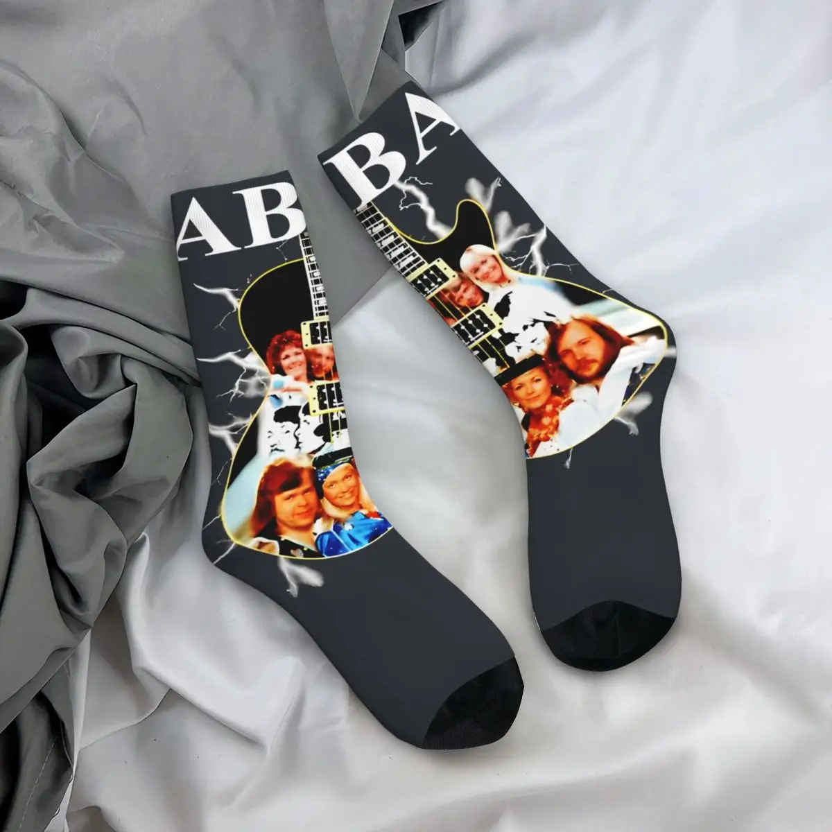 Are A Swedish Pop ABBA\'s Band Men\'s Socks Retro Harajuku ABBA Street Style Novelty Seamless Crew Sock