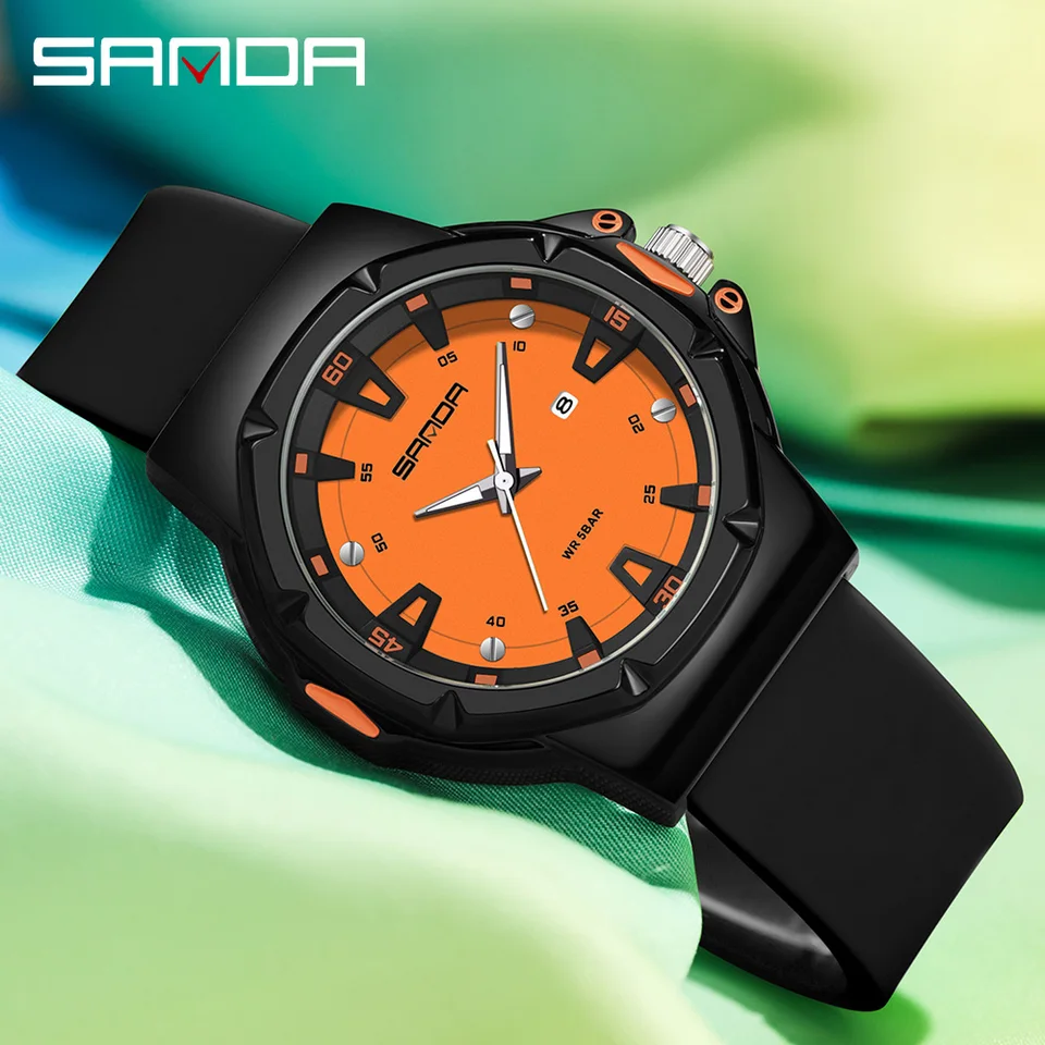 SANDA 新 3260 ファッション学生クォーツ時計防水夜光カレンダー