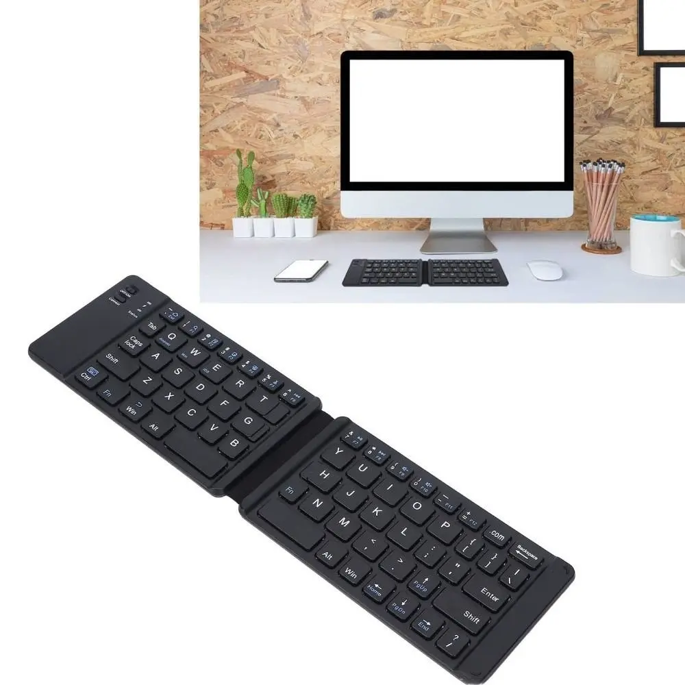 Keyboard Lipat Nirkabel Mini Desain Ramping Keyboard Bluetooth Isi Ulang Notebook Keyboard Lipat Ringan Universal