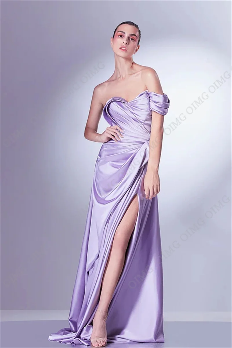 OIMG lavanda spacco laterale abiti da ballo sirena una spalla Sweetheart Split Party Dress abiti da sera lunghi abiti formali da donna