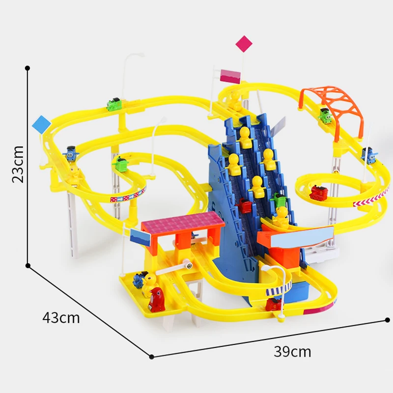 Electric Duck Climbing Stairs Toy Children Roller Coaster Toy Set Electric Light Music Amusement Climb Stairs Track Toy