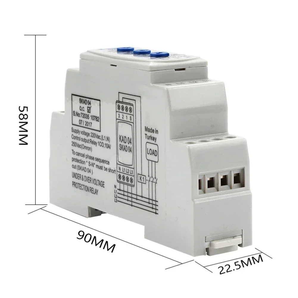 Durable Protector Undervoltage Phase Sequences Plastic Protection Relay SKAD04 Three-Phase Under-voltage Protector