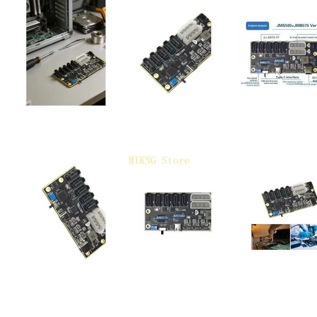JMS580 JMB575 SATA3 Expansion Card, USB C to 5 Port SATA3 Adapter Board for Adding HDD Drive Storage Best Sale