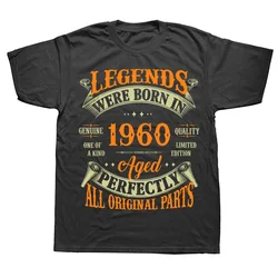 Gift Graphic Vintage Father Day Loose Style Short Sleeve Cotton T-Shirt All Original Parts Made In 1960 T-Shirts 64th Birthday