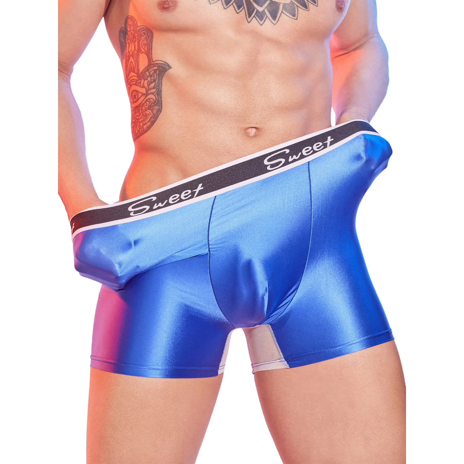 رجل السباحة جذوع لامعة ملابس السباحة البرازيلي بيكيني تصفح سراويل داخلية للرجال الانتفاخ الحقيبة بسط مجلس السراويل السباحة بحر #3