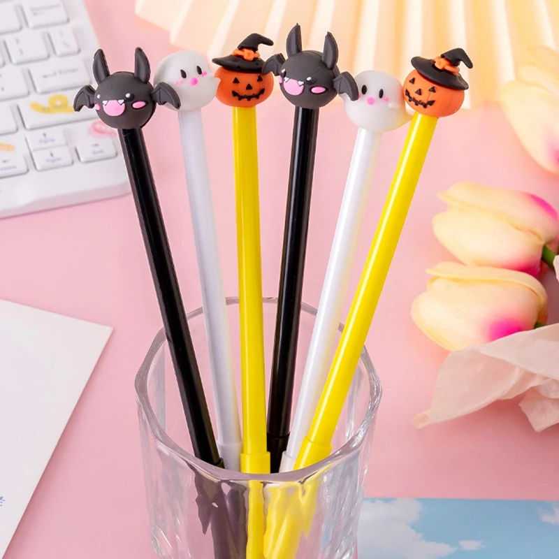 6/12/24PCS Cartoon Gel Ink Pen Pumpkin Ghost Halloween Party Favors Kids Halloween Decor Harror Halloween Party Gift Bag Fillers