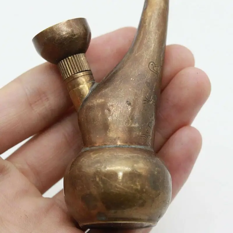 Superb Old Collection Folk Art China Copper Handwork Water Smoking Tool Pipe