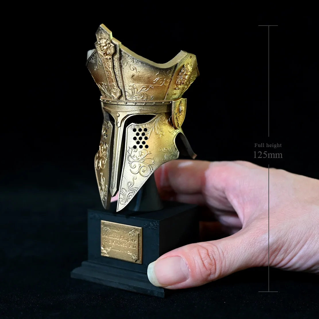 125MM Ancient Roman Pope Helmet Handmade Epoxy Resin Miniature Desk Sculpture Home Office Gift