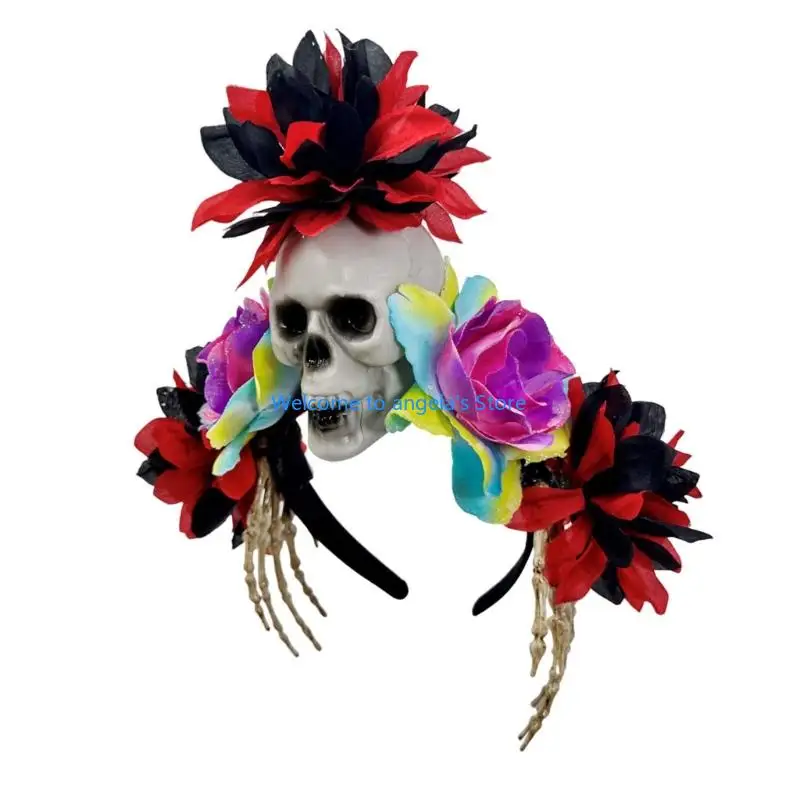 X4YC Skull Skeleton Hand Hairband Styling Accessory Headpeice For Halloween Event Dressingup and Party Gathering Supply