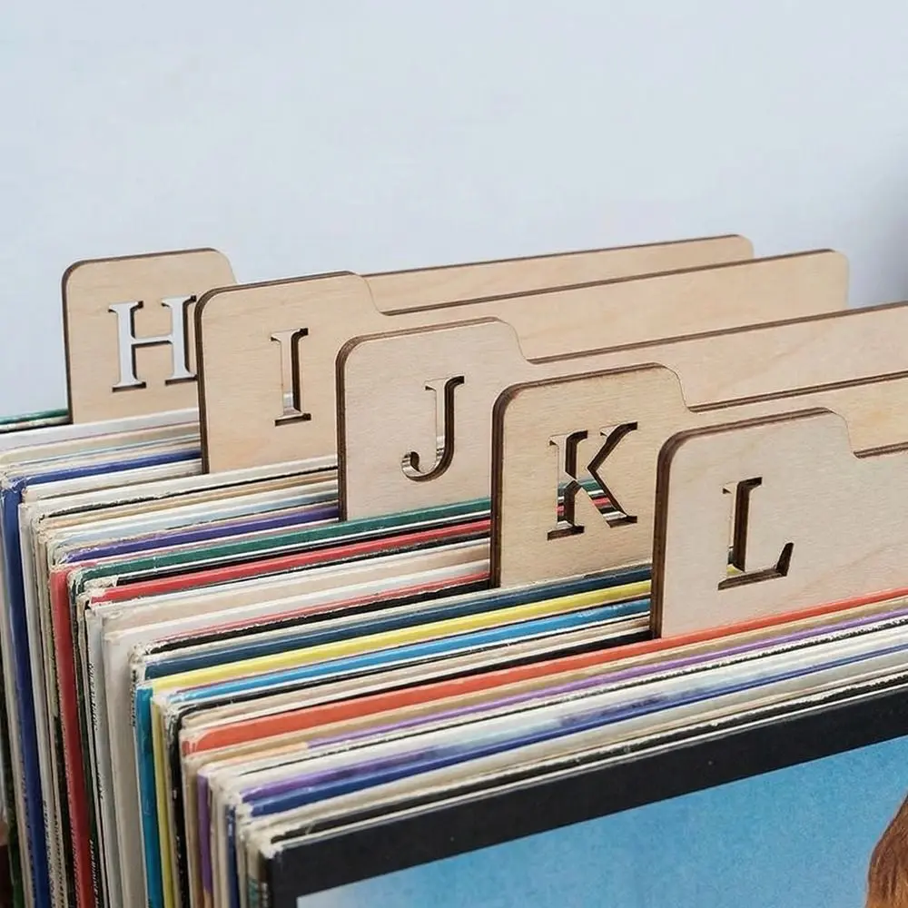 Wooden Vinyl Record Dividers Alphabetical a-Z Efficient Record Dividers File Dividers Time-saving Versatile Record Index Card