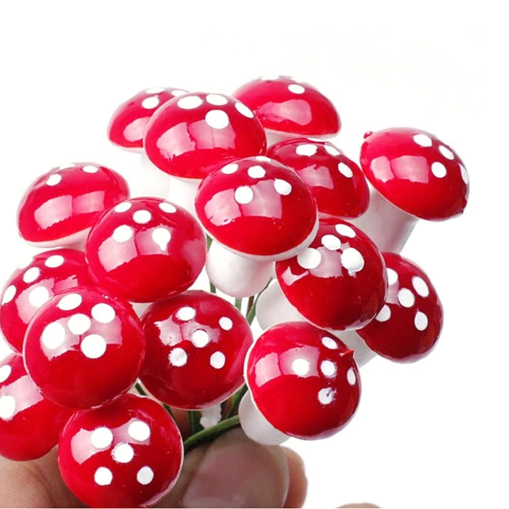 

100pc MiniMushrooms Decorations Micro L Decoration Bendable Iron Wire Flower Pot Plant nament DIY