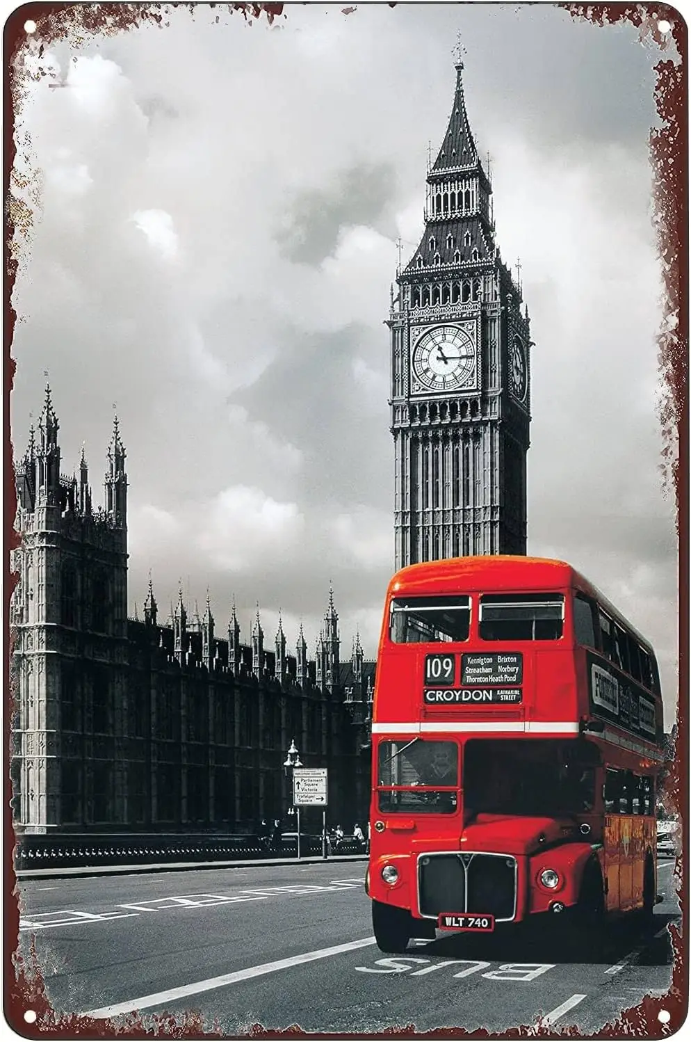 London Red Double Decker Bus Big Ben Poster Vintage Metal Tin Sign Wall Art Plaque Decor for Home Bar Pub Club Cafe sign