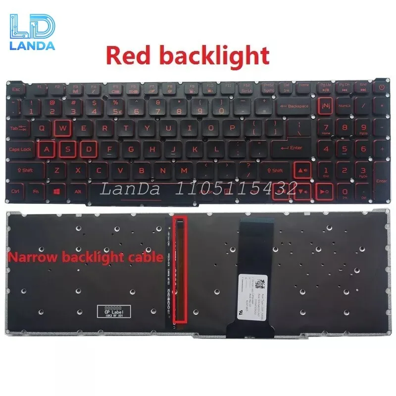 

New Keyboard US For ACER Nitro 5 AN515-54 AN515-55 AN515-43 AN515-45 Red Backlit